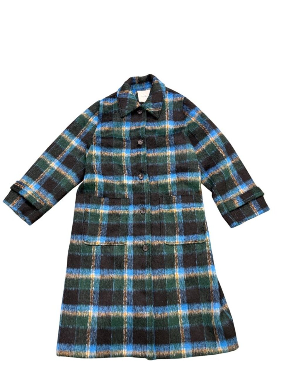Free Assembly Womens Black Multi-Color Plaid Coat Sz L - Picture 2 of 9